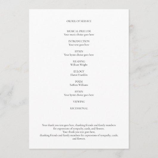 Moderne foto herdenkingsdag van het leven programmakaart (Achterkant)