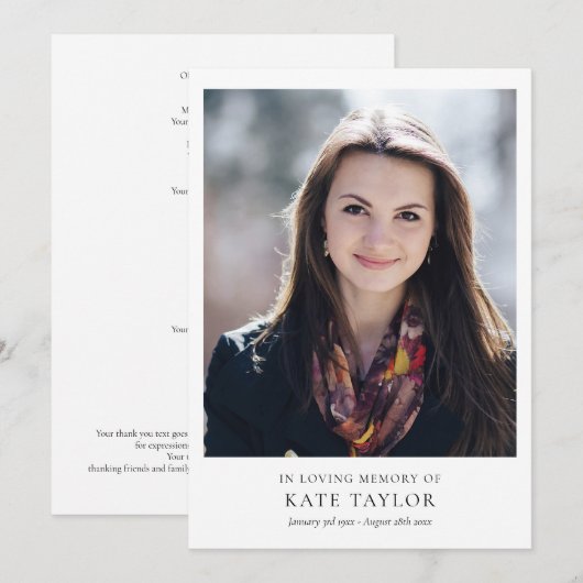 Moderne foto herdenkingsdag van het leven programmakaart (Voorkant / Achterkant)