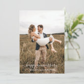 Moderne foto-herdenkingskaart – Minimalistisch sch Aankondiging (Staand voorkant)