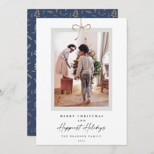 Moderne foto het gelukkigste kerst feestdagenkaart (Voorkant / Achterkant)