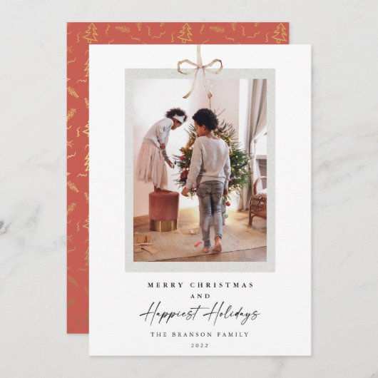 Moderne foto het gelukkigste kerst feestdagenkaart (Voorkant / Achterkant)