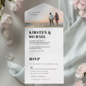 Moderne Foto Hochzeitskarte  Einladung All In One Uitnodiging