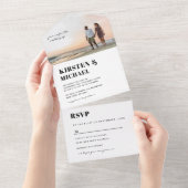 Moderne Foto Hochzeitskarte  Einladung All In One Uitnodiging (Afscheurbaar)