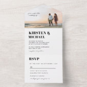 Moderne Foto Hochzeitskarte  Einladung All In One Uitnodiging (Binnen)