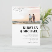 Moderne Foto Hochzeitskarte Einladung Kaart (Staand voorkant)