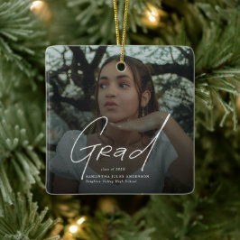 Moderne foto-hogeschool afstudeercadeaus keramisch ornament