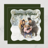 Moderne foto Holiday Green Feestdagenkaart (Voorkant / Achterkant)