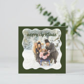 Moderne foto Holiday Green Feestdagenkaart (Staand voorkant)