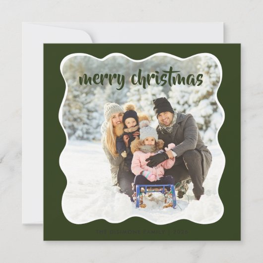 Moderne foto Holiday Green Feestdagenkaart (Voorkant)