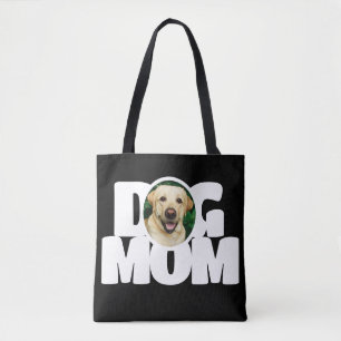 Moderne foto hond moeder eenvoudig zwart tote bag