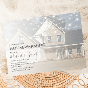 Moderne foto huis verwarming feest uitnodiging