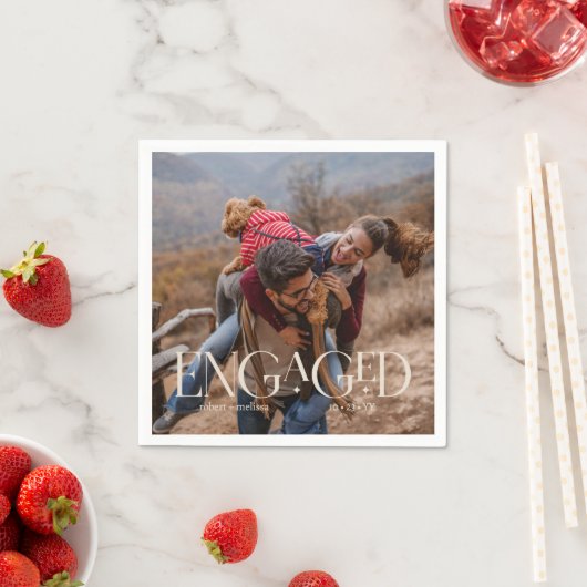 Moderne foto-huwelijksaanzoek bewerkbare kleurlaag servet (Insitu)