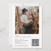 Moderne foto-huwelijkskaart + QR-code | Schoon typ Kaart (Achterkant)
