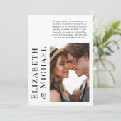 Moderne foto-huwelijksontvangst na een elopement kaart (Staand voorkant)