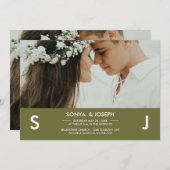 Moderne foto-huwelijksuitnodiging met initialen kaart (Voorkant / Achterkant)