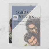 Moderne FOTO Huwelijksuitnodiging QR CODE RSVP Bla Kaart (Voorkant / Achterkant)