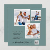 Moderne FOTO Huwelijksuitnodiging QR CODE Rsvp Gro (Voorkant / Achterkant)