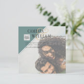 Moderne FOTO Huwelijksuitnodiging QR CODE Rsvp Gro (Staand voorkant)