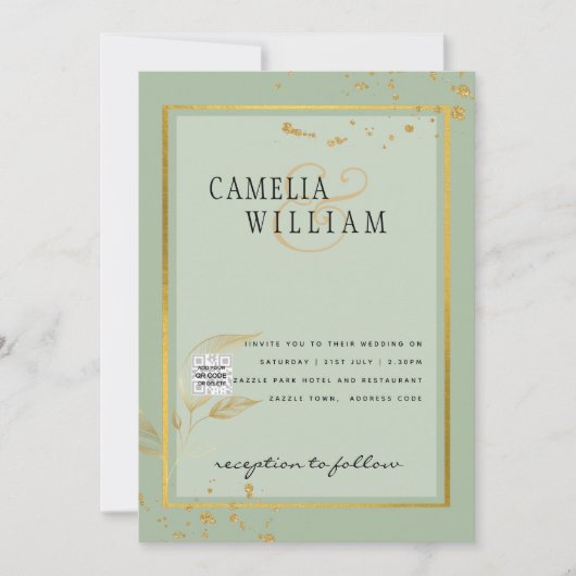 Moderne FOTO Huwelijksuitnodiging QR CODE Rsvp Gro Kaart (Voorkant)