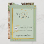 Moderne FOTO Huwelijksuitnodiging QR CODE Rsvp Gro Kaart (Voorkant / Achterkant)