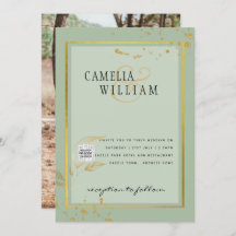 Moderne FOTO Huwelijksuitnodiging QR CODE Rsvp Gro