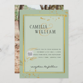 Moderne FOTO Huwelijksuitnodiging QR CODE Rsvp Gro Kaart