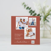 Moderne FOTO Huwelijksuitnodiging QR CODE RSVP Kan (Staand voorkant)