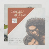 Moderne FOTO Huwelijksuitnodiging QR CODE RSVP Kan (Voorkant / Achterkant)