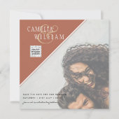 Moderne FOTO Huwelijksuitnodiging QR CODE RSVP Kan (Voorkant)