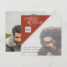 Moderne FOTO Huwelijksuitnodiging QR CODE RSVP Kan