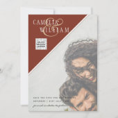 Moderne FOTO Huwelijksuitnodiging QR CODE RSVP Kan Kaart (Voorkant)