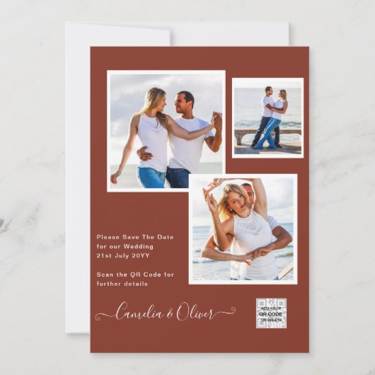 Moderne FOTO Huwelijksuitnodiging QR CODE RSVP Kan Kaart (Voorkant)