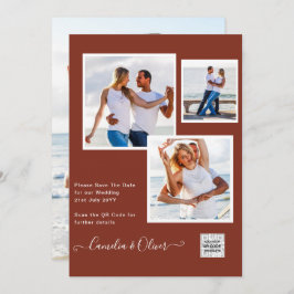 Moderne FOTO Huwelijksuitnodiging QR CODE RSVP Kan Kaart