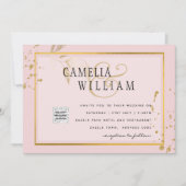 Moderne FOTO Huwelijksuitnodiging QR CODE RSVP Roz (Voorkant)