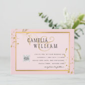 Moderne FOTO Huwelijksuitnodiging QR CODE RSVP Roz (Staand voorkant)