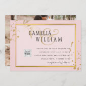 Moderne FOTO Huwelijksuitnodiging QR CODE RSVP Roz (Voorkant / Achterkant)