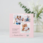 Moderne FOTO Huwelijksuitnodiging QR CODE RSVP Roz (Staand voorkant)