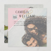 Moderne FOTO Huwelijksuitnodiging QR CODE RSVP Roz (Voorkant / Achterkant)