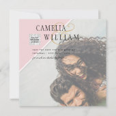 Moderne FOTO Huwelijksuitnodiging QR CODE RSVP Roz (Voorkant)