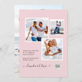 Moderne FOTO Huwelijksuitnodiging QR CODE RSVP Roz Kaart