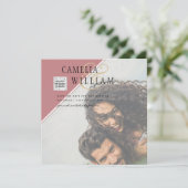 Moderne FOTO Huwelijksuitnodiging QR CODE RSVP Sto (Staand voorkant)