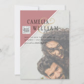 Moderne FOTO Huwelijksuitnodiging QR CODE RSVP Sto Kaart (Voorkant)