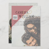 Moderne FOTO Huwelijksuitnodiging QR CODE RSVP Sto Kaart (Voorkant / Achterkant)