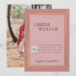 Moderne FOTO Huwelijksuitnodiging QR CODE RSVP Sto Kaart