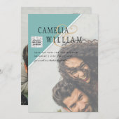 Moderne FOTO Huwelijksuitnodiging QR CODE RSVP TEA Kaart (Voorkant / Achterkant)