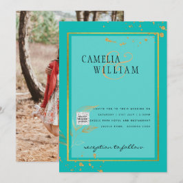 Moderne FOTO Huwelijksuitnodiging QR CODE RSVP TEA Kaart