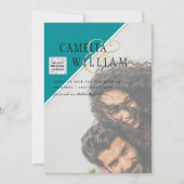 Moderne FOTO Huwelijksuitnodiging QR CODE RSVP TEA Kaart (Voorkant)