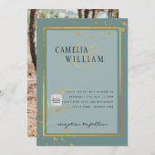 Moderne FOTO Huwelijksuitnodiging QR CODE RSVP TEA Kaart (Voorkant / Achterkant)