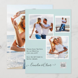 Moderne FOTO Huwelijksuitnodiging QR CODE RSVP TEA Kaart