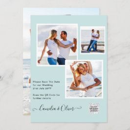 Moderne FOTO Huwelijksuitnodiging QR CODE RSVP TEA Kaart